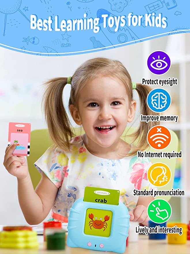 PiK A BOO Intelligent Card Reader Double Sided Card Reader Learning Cards for Toddlers, Vocabulary Builder, Educational Learning Talking Sight Words