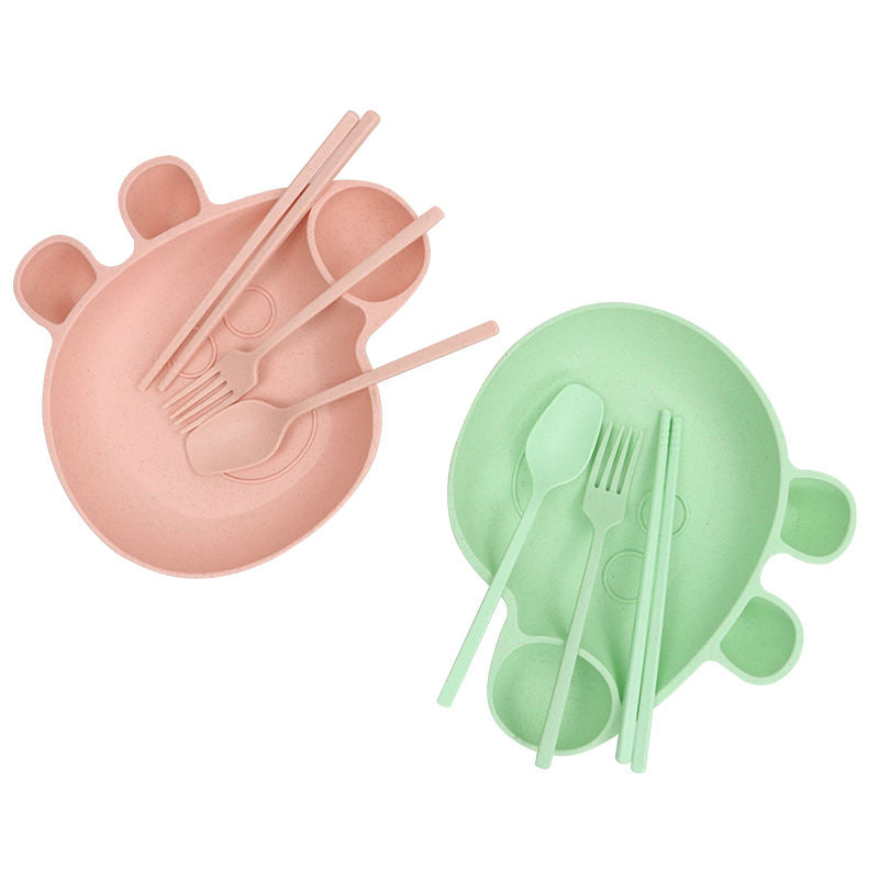 Kids’ Wheat Straw Tableware Set – Eco Dining Kit with Spoon, Fork & Chopsticks