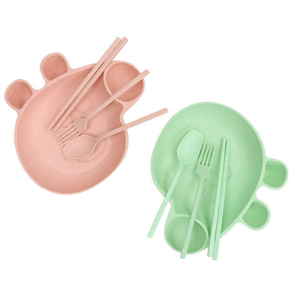 Kids’ Wheat Straw Tableware Set – Eco Dining Kit with Spoon, Fork & Chopsticks