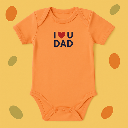 Organic Baby Bodysuit | I Love Mom & Dad Design – Ultra-Soft Orange Cotton for Delicate Newborn Skin