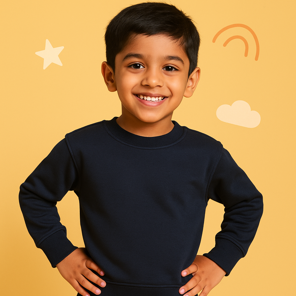 Navy Blue Stylish Sweatshirt for Kids (11–12 Years) | Comfy Unisex Winter Wear