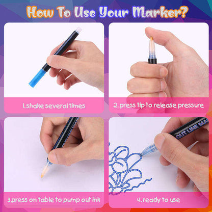 Metallic Outline Pens – Dual-Color Borders | Art & Craft Fun