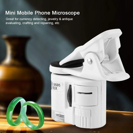60X Clip-On Phone Microscope | LED & UV Light STEM Tool for Coins, Plants & Micro Observation