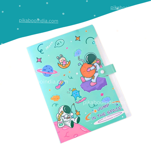 Space Theme File Folder –  Documents Organizer with Button Lock for Kids & Office