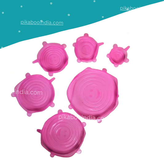 Silicone Stretch Lids – 6-Pack Reusable Airtight Covers for Bowls, Microwave Safe