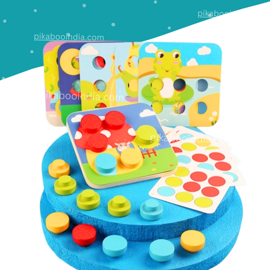 Big Peg Mosaic Board – Wooden Color Matching Puzzle