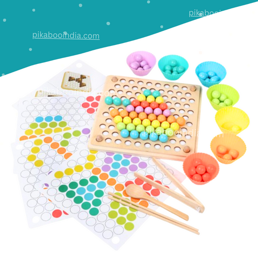 Wooden Clip Bead Holder Puzzle – Montessori Toy for Kids