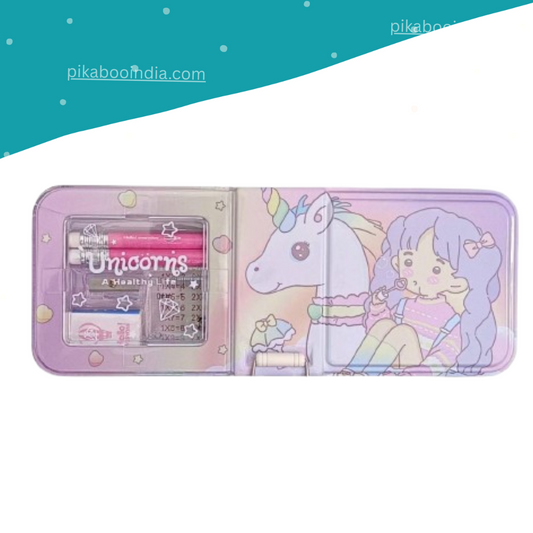 Metal Pencil Box – Unicorn Print Design | Organized Storage for Kids