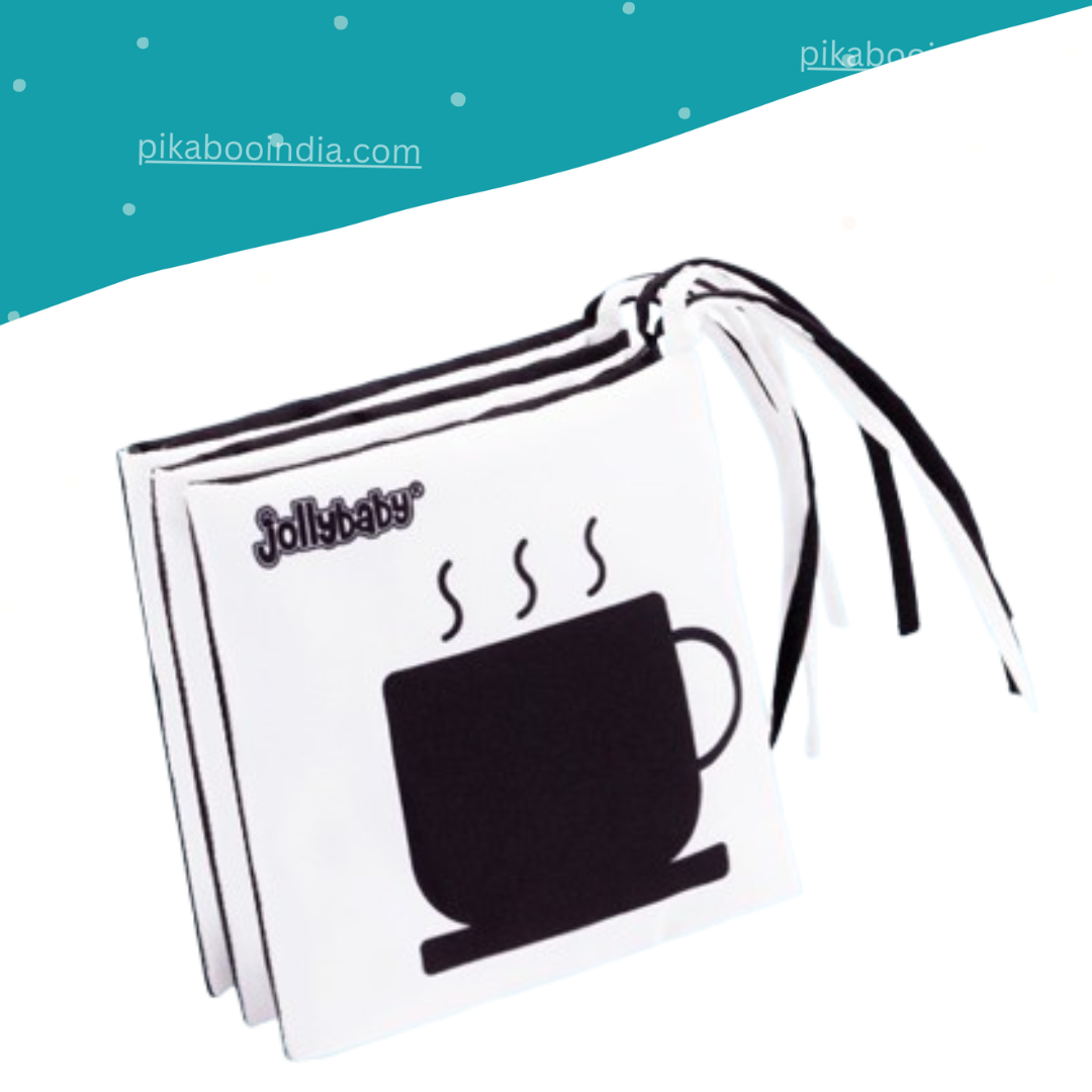 Black & White Sensory Clip-On Cloth Book | Pram & Crib Toy