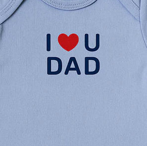 Organic Baby Bodysuit | I Love Mom & Dad Design – Ultra-Soft Blue Cotton for Delicate Newborn Skin