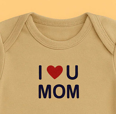 Organic Baby Bodysuit | I Love Mom & Dad Design – Ultra-Soft Cream Cotton for Delicate Newborn Skin