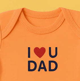 Organic Baby Bodysuit | I Love Mom & Dad Design – Ultra-Soft Orange Cotton for Delicate Newborn Skin