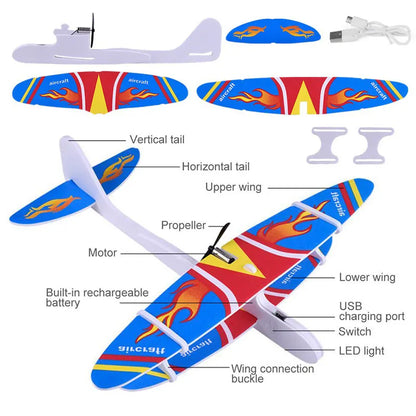 ✈️ Electric Hand-Thrown Airplane Glider – Outdoor Flying Toy for Kids 🚀 | Durable Plastic Model for Parties, Games & Fun Playtime