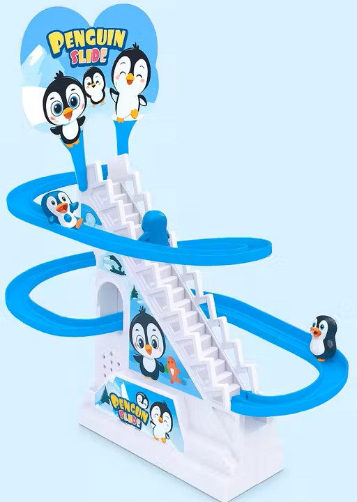 Penguin Race Track Game Set – Stair Climbing Toy with Lights & Music for Kids