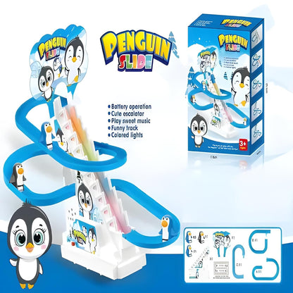 Penguin Race Track Game Set – Stair Climbing Toy with Lights & Music for Kids