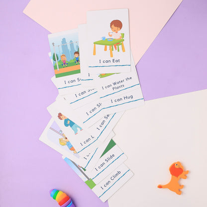 PiK A BOO Verbs & Positive Words Flash Cards | Early Learning for Kids (Set of 14)