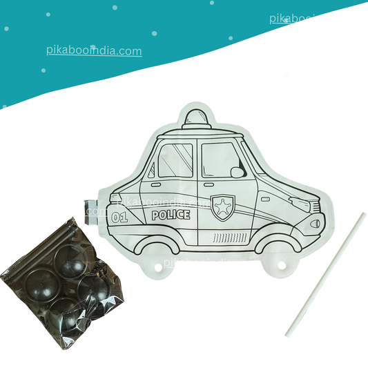 3D Police Car DIY Kit – Inflate, Color & Build Fun Craft for Kids’ Learning Play