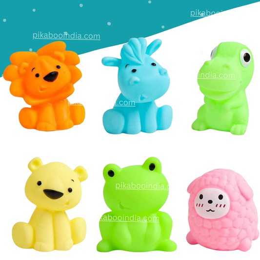 Bath Baby Silicone Toys – Set of 6 Colorful Animals