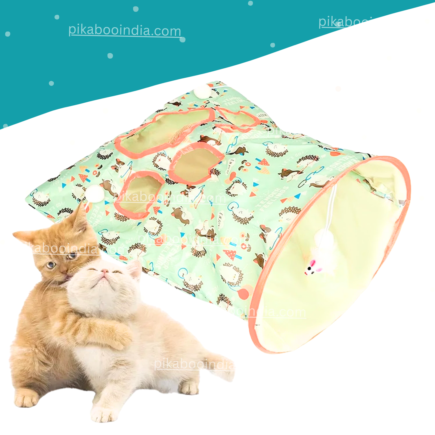 Cat Tunnel Bag | Collapsible Crinkle Sack with Plush Ball – Interactive Indoor Toy for Curious Cats
