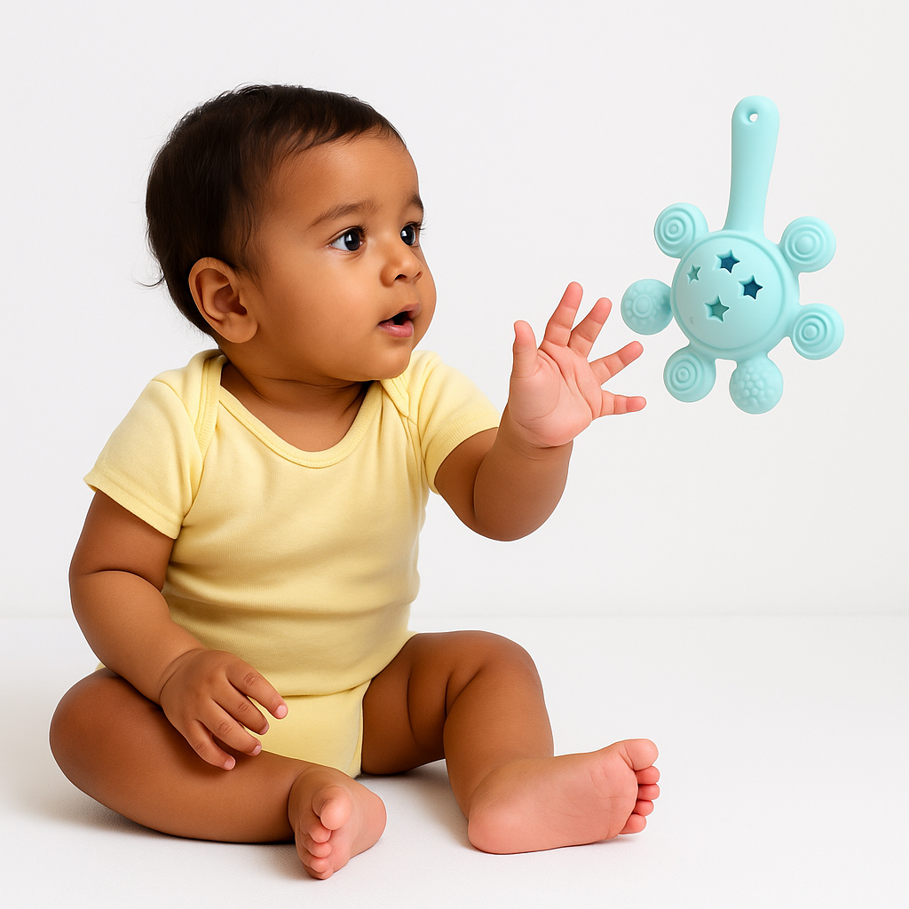 Sun Silicone Teether Rattle Toy – Soft & Safe for Babies