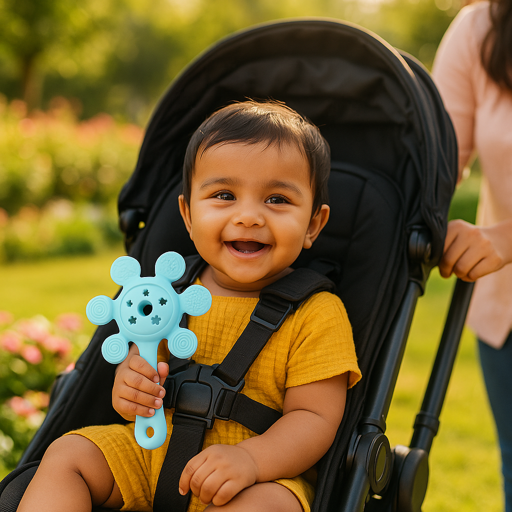 Sun Silicone Teether Rattle Toy – Soft & Safe for Babies