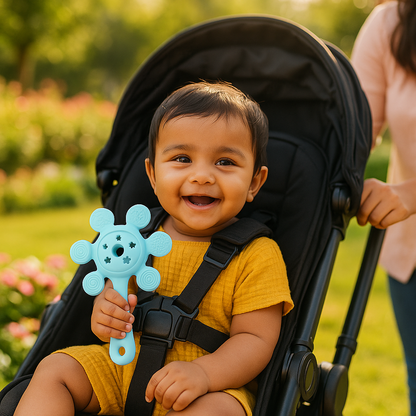 Sun Silicone Teether Rattle Toy – Soft & Safe for Babies