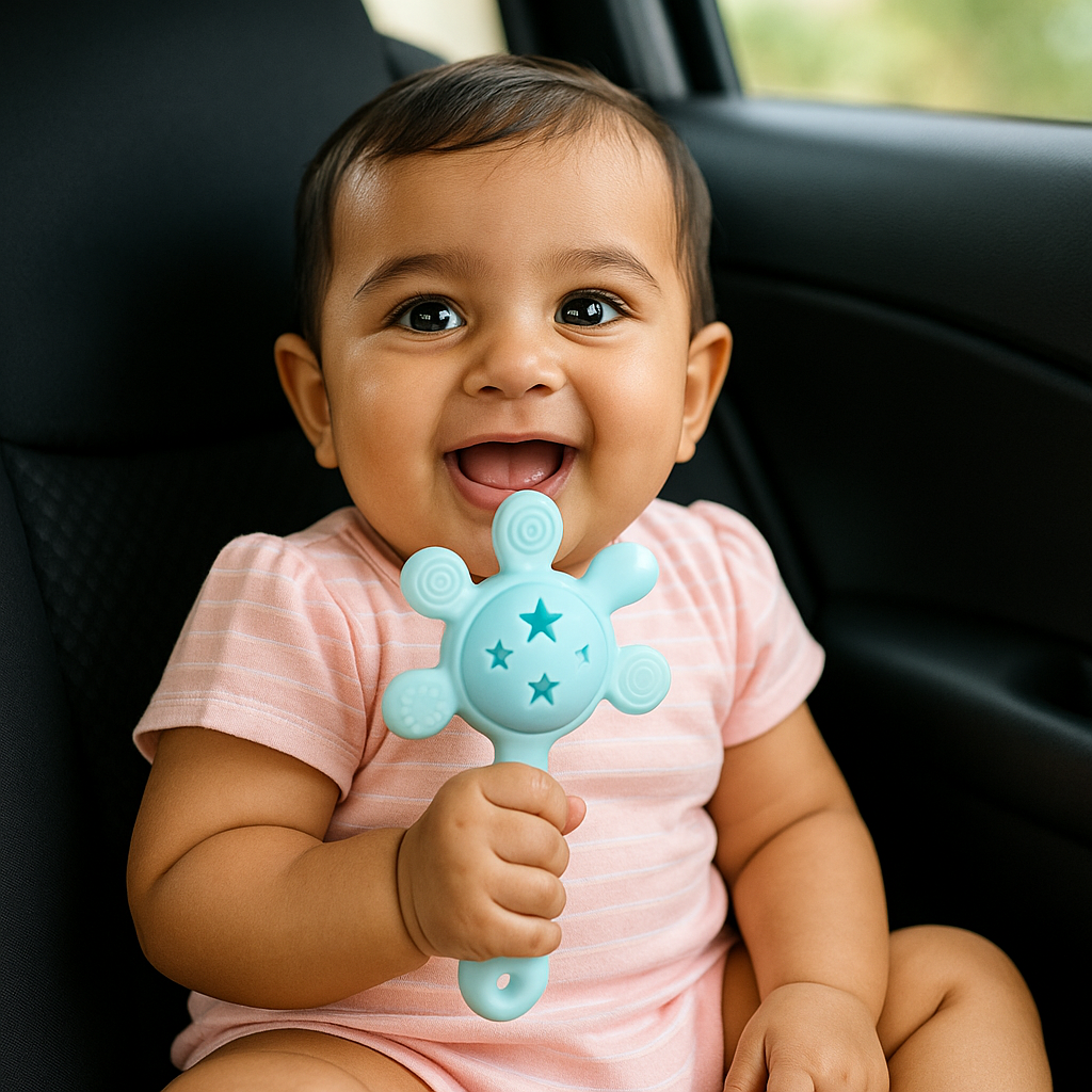 Sun Silicone Teether Rattle Toy – Soft & Safe for Babies