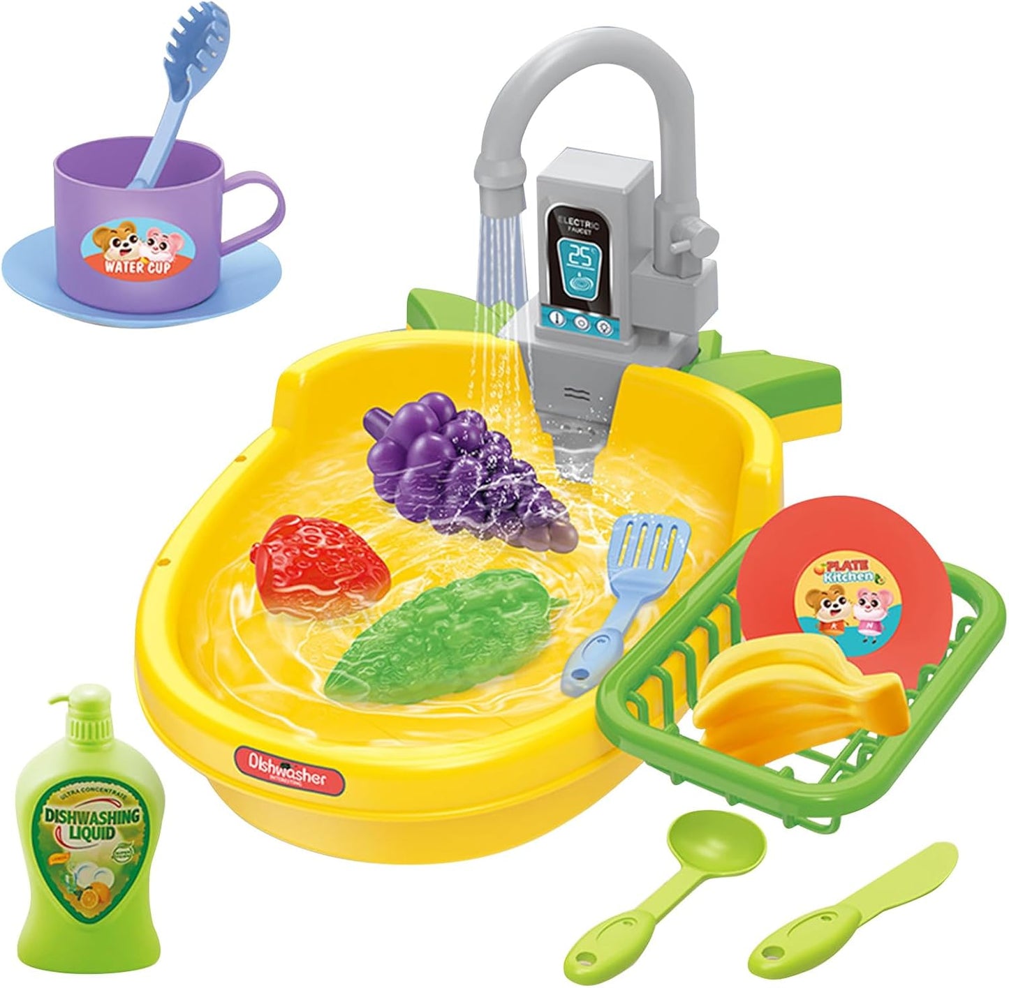 🍍 Pineapple Water Circulating Tap Kitchen Sink For Toddlers Kids Role Play Activity Toys 2 3 4 5 6 year old