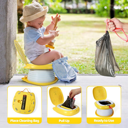 Portable Potty Training Seat with Removable Plastic Bag Easy to Carry Easy to Clean, Folding Design, Comfortable Toilet Seat