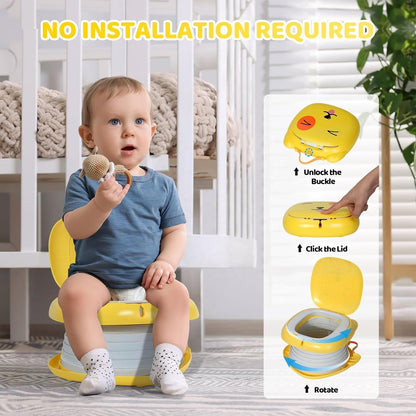 Portable Potty Training Seat - Foldable Travel Toilet for Toddlers with Bags