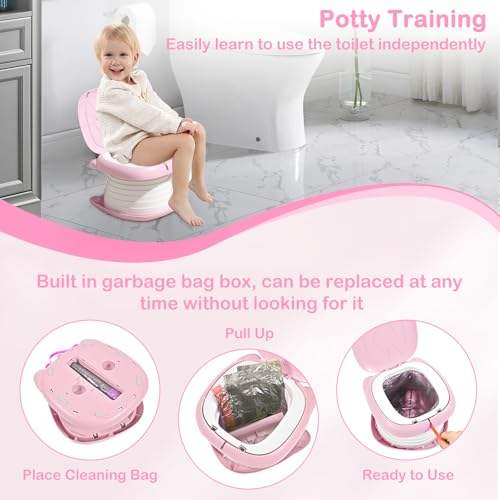 Portable Potty Training Seat - Foldable Travel Toilet for Toddlers with Bags