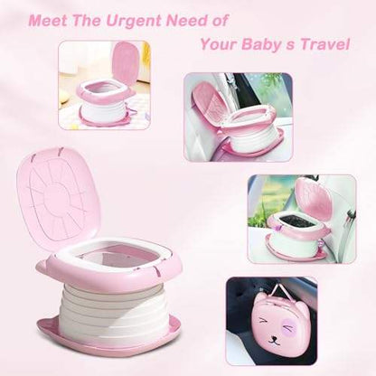 Portable Potty Training Seat - Foldable Travel Toilet for Toddlers with Bags