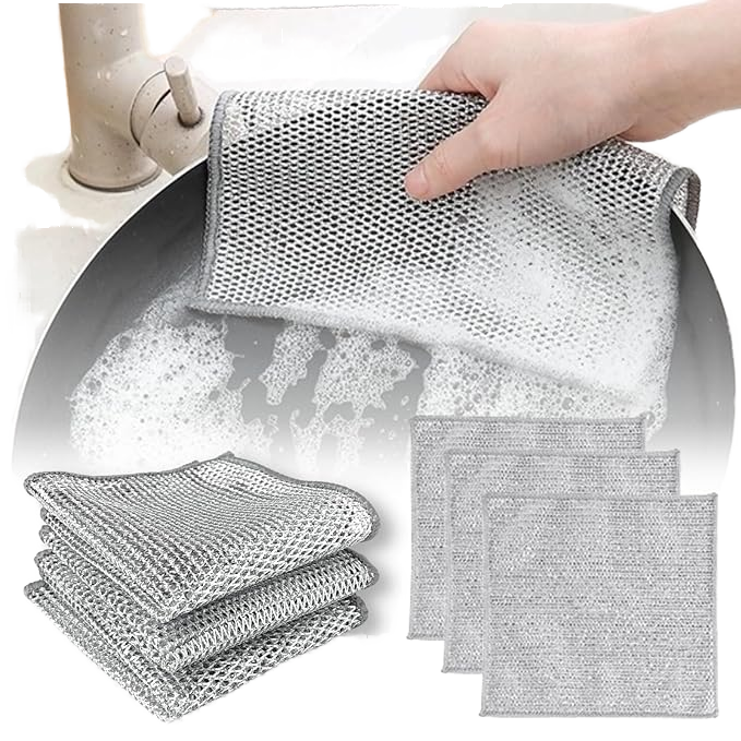 Wire Dishwashing Rags – Stainless Steel Scrubber Set of 2