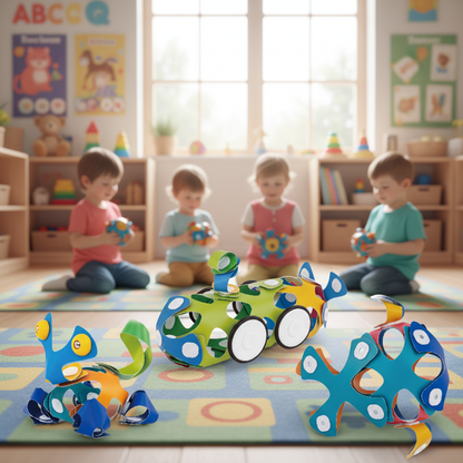 Jugnu Rainbow Magnetic Sheets Builder 16 pc Educational Construction Toy for Kids