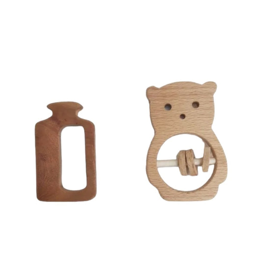 PiK A BOO Bear and Bottle Shape Rattle and Teether