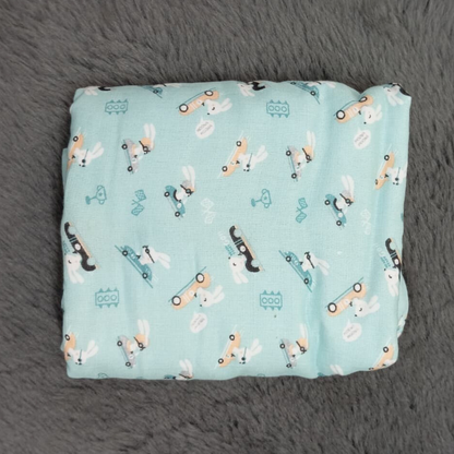 Riding Bunny Adventure: 6-Layered Muslin Swaddle Blanket for Soft and Cozy Comfort