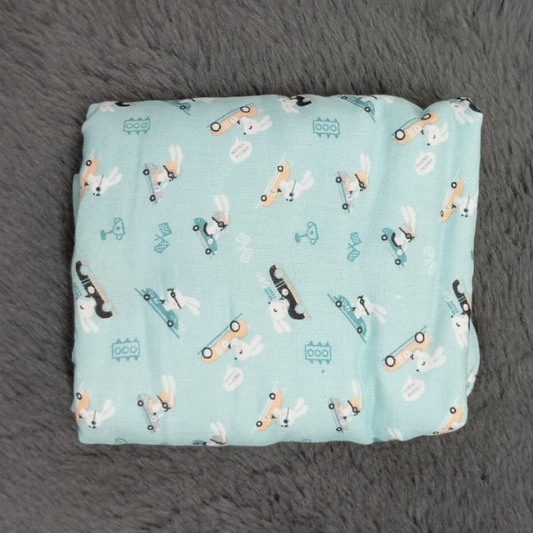 Riding Bunny Adventure: 6-Layered Muslin Swaddle Blanket for Soft and Cozy Comfort