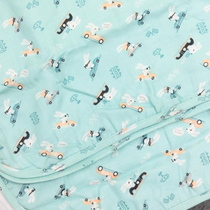 Riding Bunny Adventure: 6-Layered Muslin Swaddle Blanket for Soft and Cozy Comfort