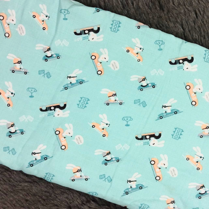 Riding Bunny Adventure: 6-Layered Muslin Swaddle Blanket for Soft and Cozy Comfort