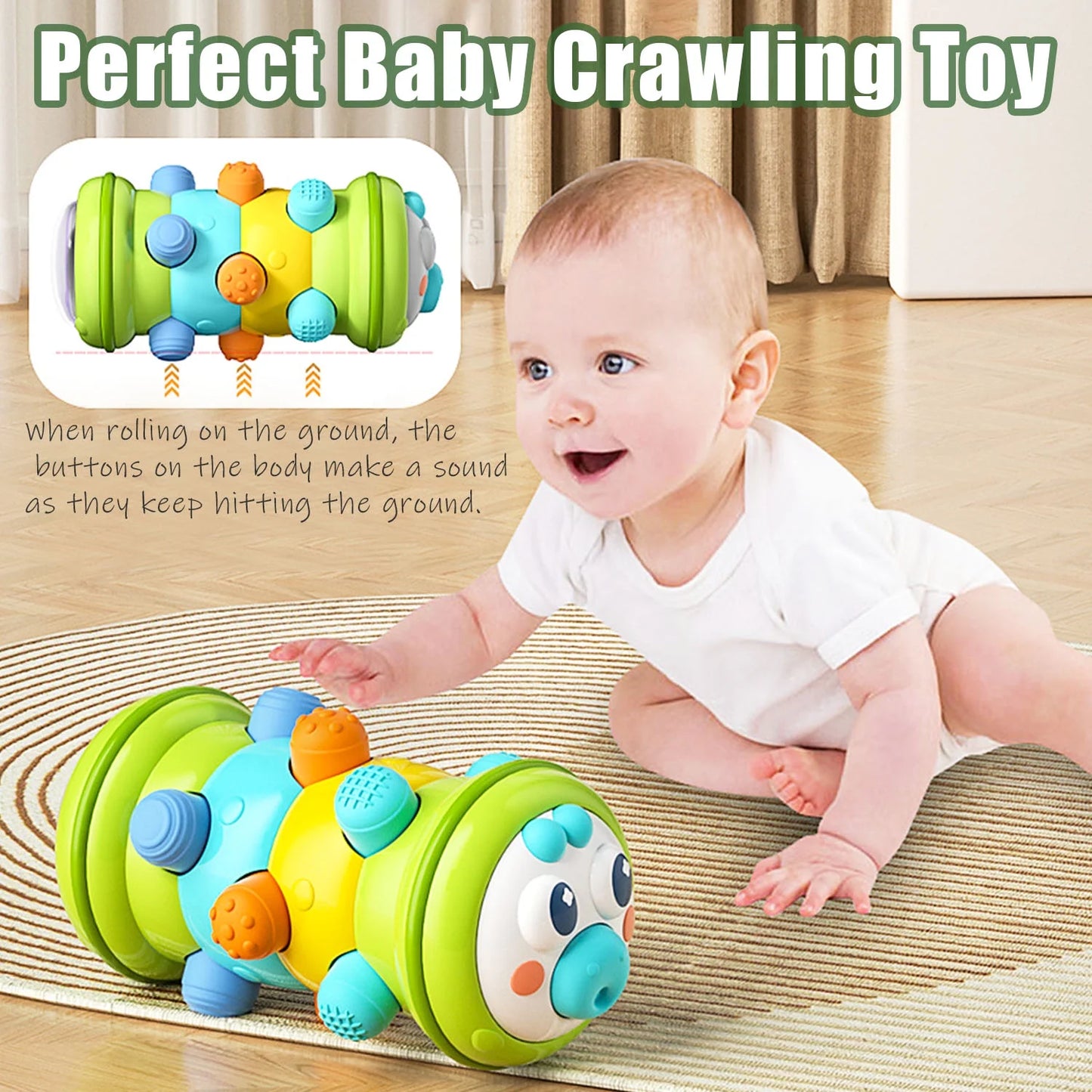 Roller Caterpillar Baby Educational Crawling Tummy Time Toy Infants Toddlers