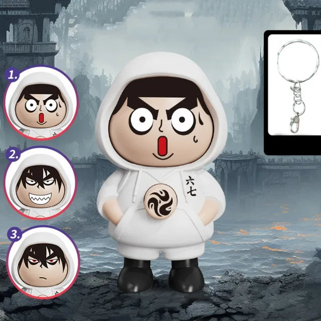 Face Changing Keychain – White Kuromi Flip Mood Toy