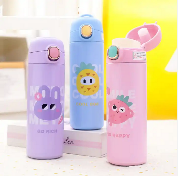Cute Faces insulated stainless steel bottle with silicone bottom 420 ML (3381)
