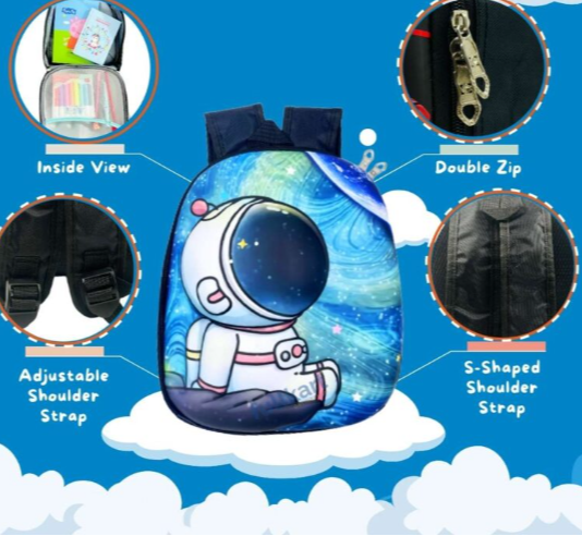 Astronaut 3D Cartoon Print Kids School Backpack