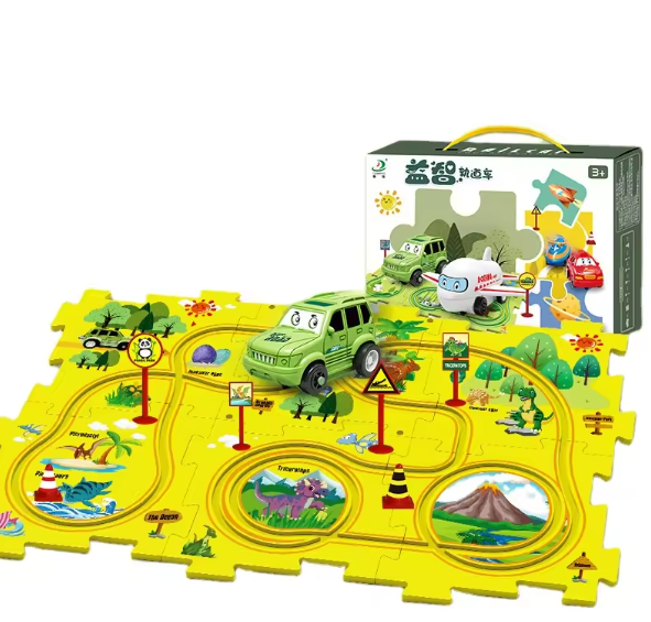 Rail Car Puzzle Toy with Flexible Track Set up