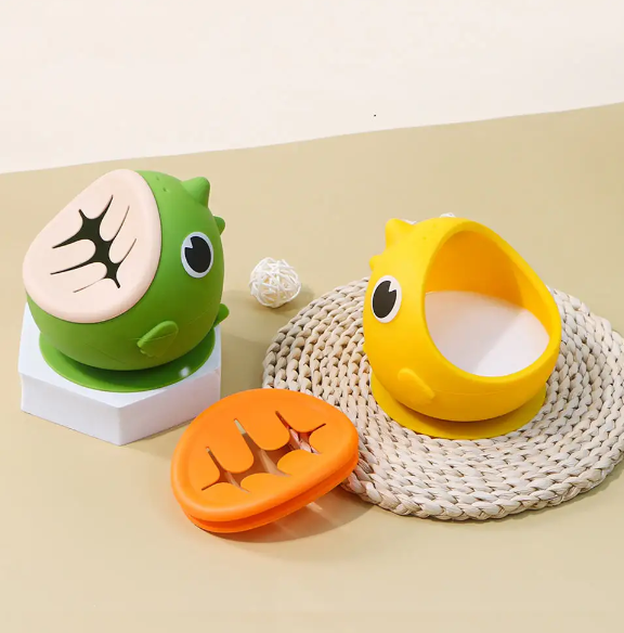 Dino Silicone Suction Snack Bowl – Spill-Proof Toddler Container with Lid