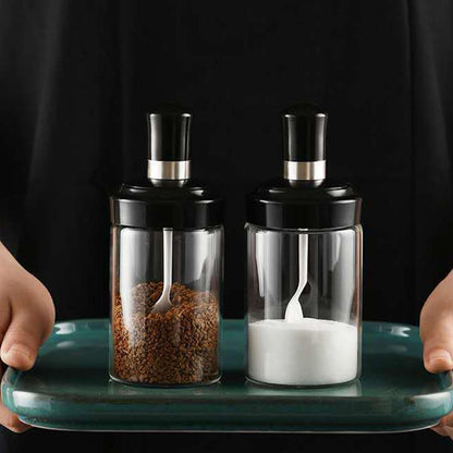 Seasoning Spice Jar Rack with Spoon – Kitchen Storage Tool