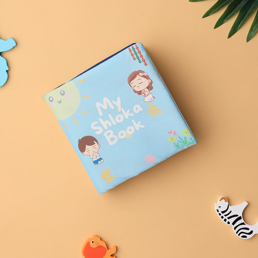 Shloka Cloth Book – Crinkle Page & ॐ Box | 0–3 Yrs