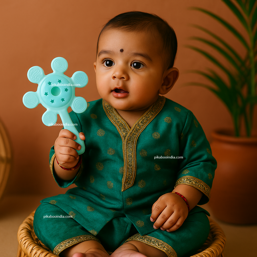 Sun Silicone Teether Rattle Toy – Soft & Safe for Babies