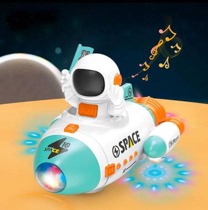 Space Rocket Car Toy for Toddlers, Kids - Astronaut Model with Lights, Music, and 360° Movement (Multicolor)