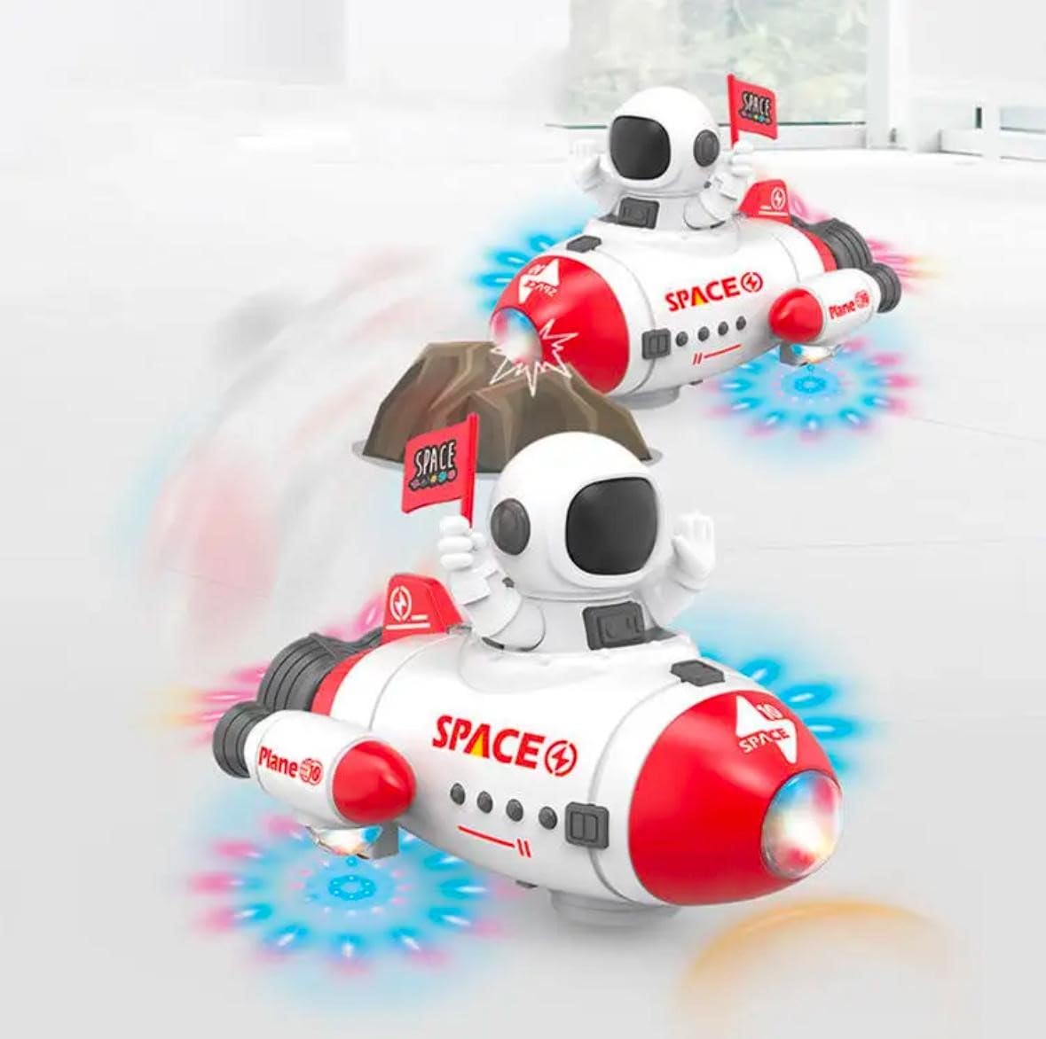 Space Rocket Car Toy for Toddlers, Kids - Astronaut Model with Lights, Music, and 360° Movement (Multicolor)